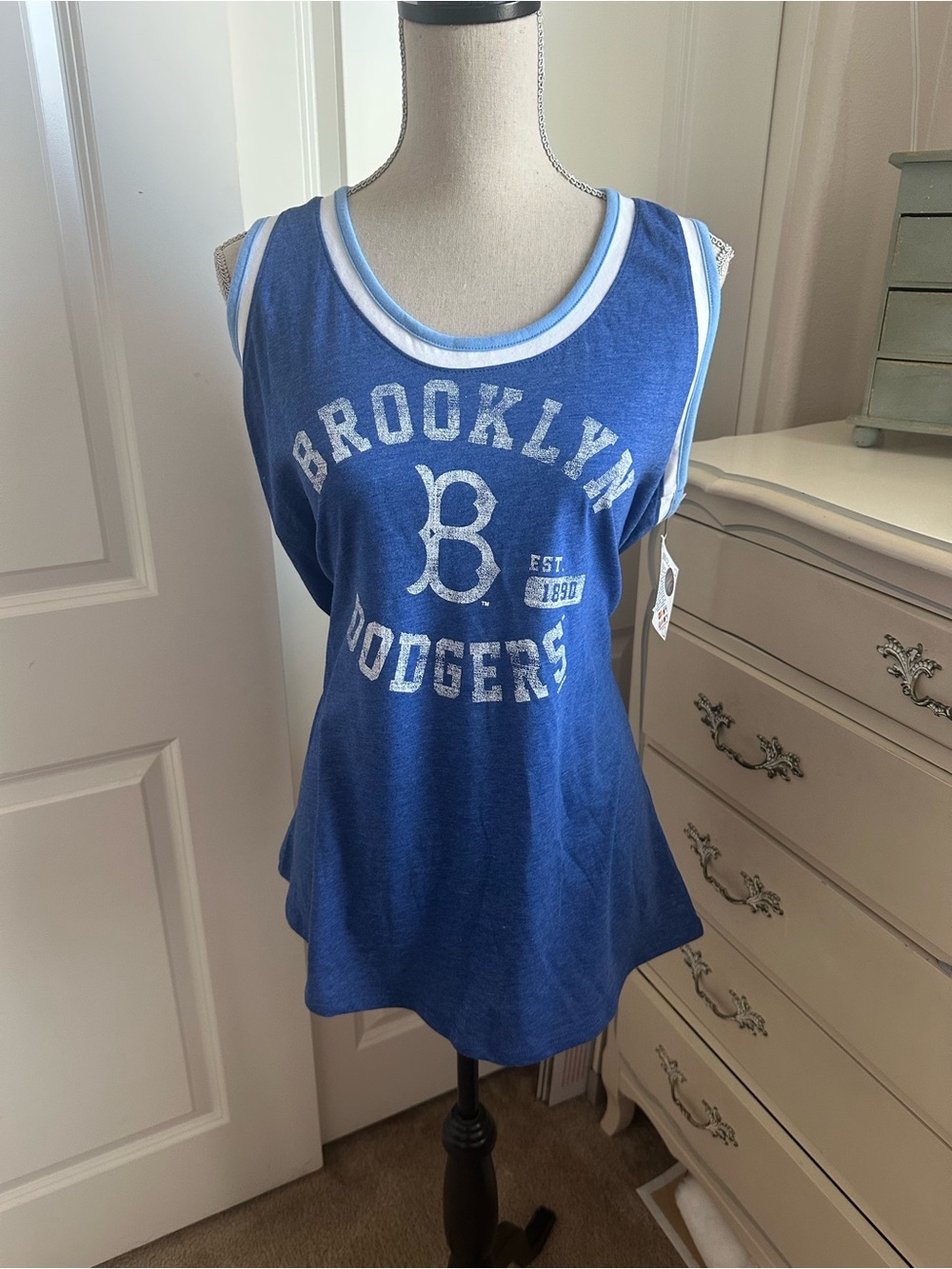 Dodgers Blue and White Women's MLB Tank Top